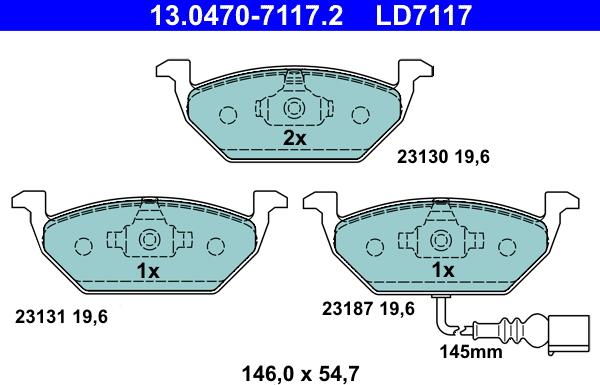 ATE 13.0470-7117.2 - Bremžu uzliku kompl., Disku bremzes onlydrive.pro