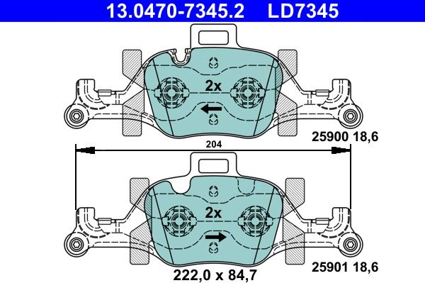 ATE 13.0470-7345.2 - Brake Pad Set, disc brake onlydrive.pro