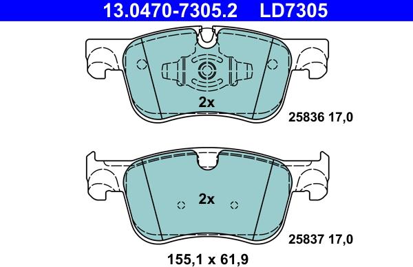 ATE 13.0470-7305.2 - Brake Pad Set, disc brake onlydrive.pro