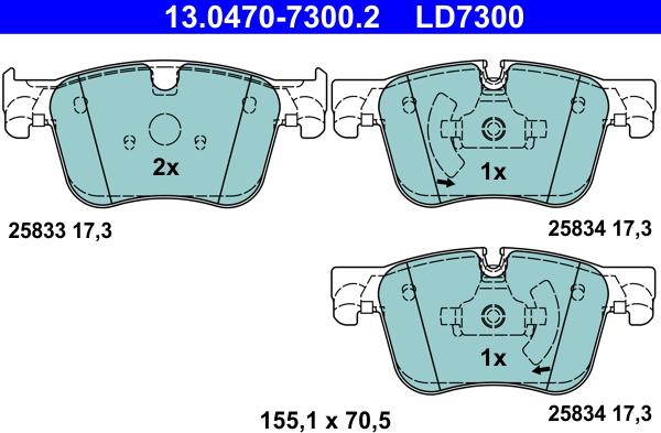 ATE 13.0470-7300.2 - Brake Pad Set, disc brake onlydrive.pro