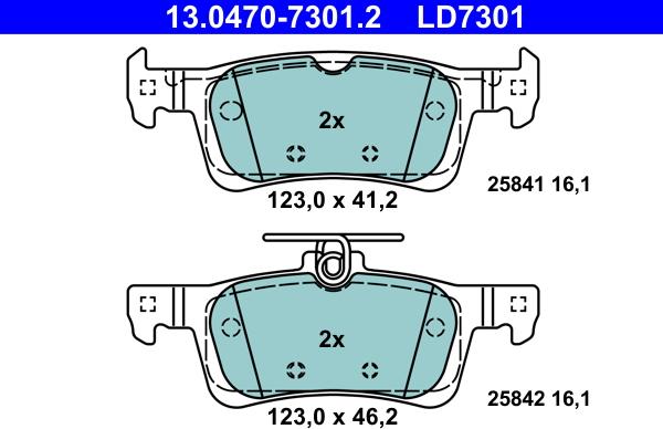 ATE 13.0470-7301.2 - Brake Pad Set, disc brake onlydrive.pro