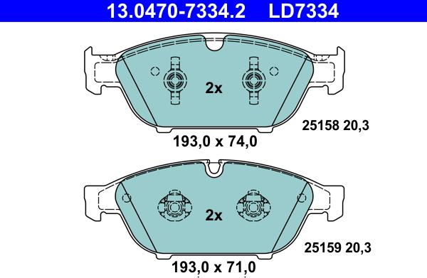 ATE 13.0470-7334.2 - Brake Pad Set, disc brake onlydrive.pro