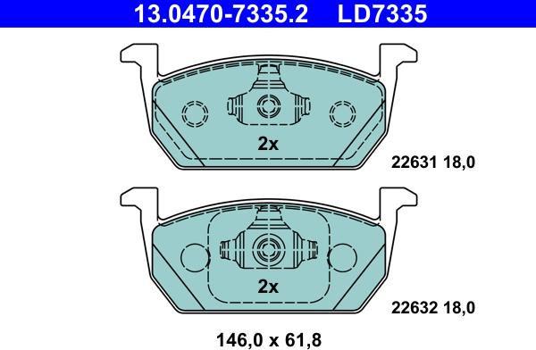 ATE 13.0470-7335.2 - Тормозные колодки, дисковые, комплект onlydrive.pro