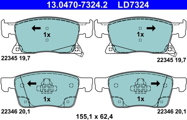 ATE 13.0470-7324.2 - Тормозные колодки, дисковые, комплект onlydrive.pro