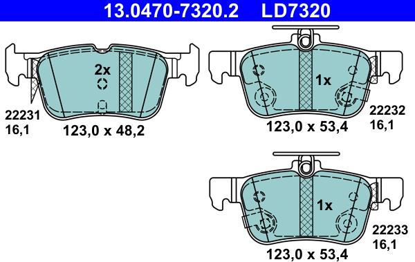 ATE 13.0470-7320.2 - Brake Pad Set, disc brake onlydrive.pro
