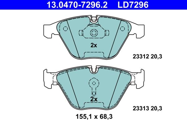 ATE 13.0470-7296.2 - Brake Pad Set, disc brake onlydrive.pro