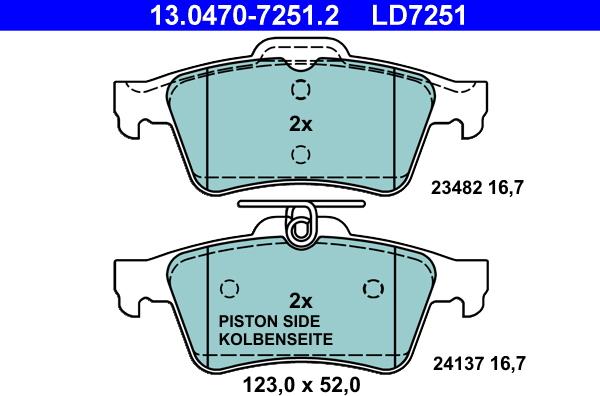 ATE 13.0470-7251.2 - Brake Pad Set, disc brake onlydrive.pro