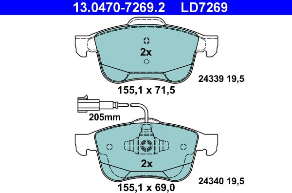 ATE 13.0470-7269.2 - Brake Pad Set, disc brake onlydrive.pro