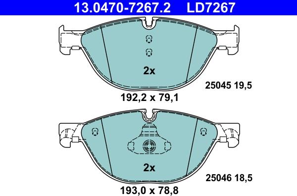 ATE 13.0470-7267.2 - Тормозные колодки, дисковые, комплект onlydrive.pro