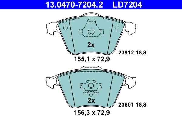 ATE 13.0470-7204.2 - Brake Pad Set, disc brake onlydrive.pro