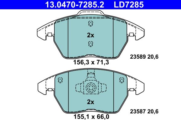 ATE 13.0470-7285.2 - Brake Pad Set, disc brake onlydrive.pro