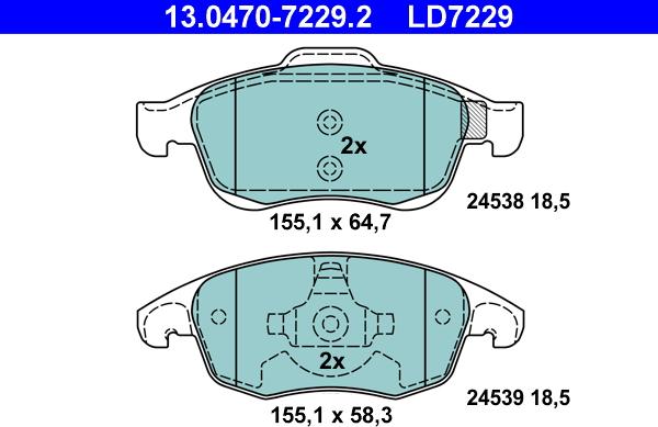 ATE 13.0470-7229.2 - Brake Pad Set, disc brake onlydrive.pro