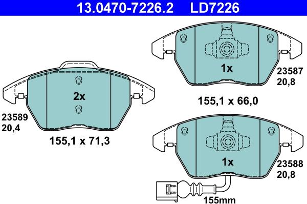 ATE 13.0470-7226.2 - Brake Pad Set, disc brake onlydrive.pro