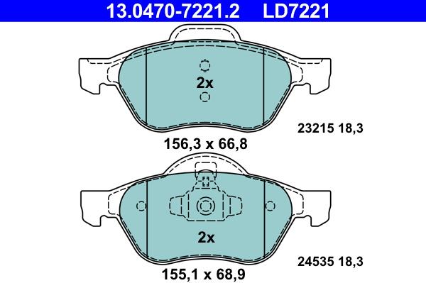 ATE 13.0470-7221.2 - Brake Pad Set, disc brake onlydrive.pro