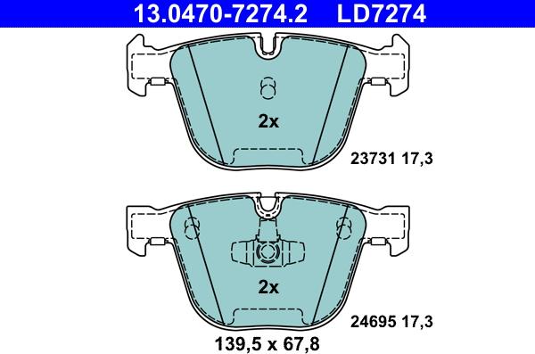 ATE 13.0470-7274.2 - Brake Pad Set, disc brake onlydrive.pro