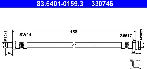 ATE 83.6401-0159.3 - Stabdžių žarnelė onlydrive.pro