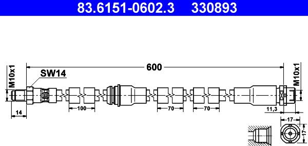 ATE 83.6151-0602.3 - Brake Hose onlydrive.pro