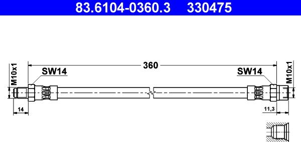 ATE 83.6104-0360.3 - Brake Hose onlydrive.pro