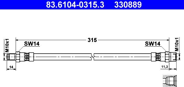 ATE 83.6104-0315.3 - Stabdžių žarnelė onlydrive.pro