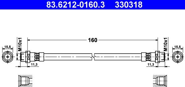 ATE 83.6212-0160.3 - Brake Hose onlydrive.pro