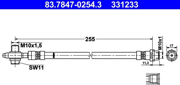 ATE 83.7847-0254.3 - Stabdžių žarnelė onlydrive.pro