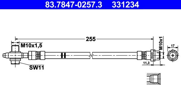 ATE 83.7847-0257.3 - Brake Hose onlydrive.pro