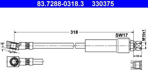 ATE 83.7288-0318.3 - Brake Hose onlydrive.pro