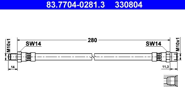 ATE 83.7704-0281.3 - Brake Hose onlydrive.pro