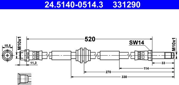 ATE 24.5140-0514.3 - Brake Hose onlydrive.pro