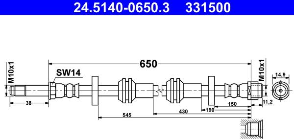 ATE 24.5140-0650.3 - Brake Hose onlydrive.pro