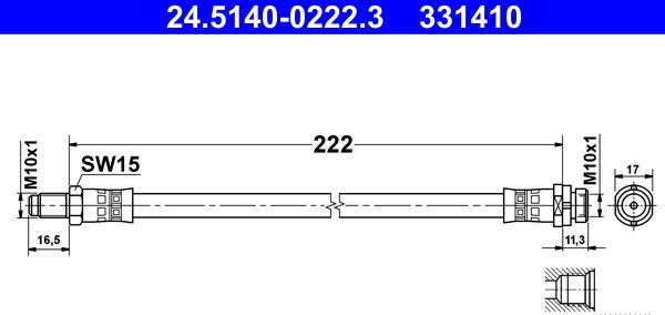 ATE 24.5140-0222.3 - Pidurivoolik onlydrive.pro