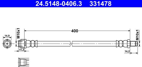 ATE 24.5148-0406.3 - Brake Hose onlydrive.pro