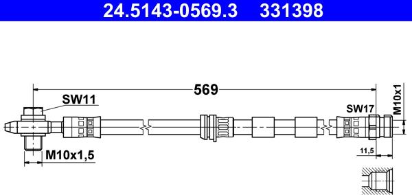 ATE 24.5143-0569.3 - Brake Hose onlydrive.pro