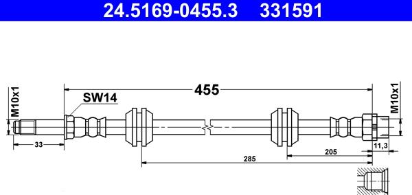 ATE 24.5169-0455.3 - Brake Hose onlydrive.pro