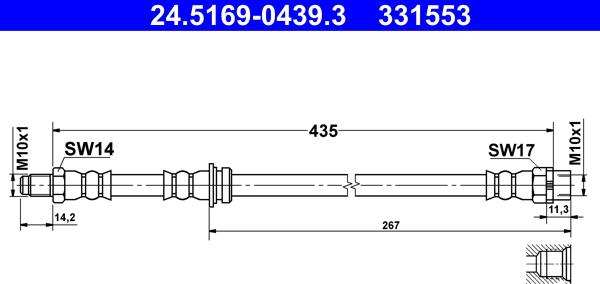 ATE 24.5169-0439.3 - Brake Hose onlydrive.pro