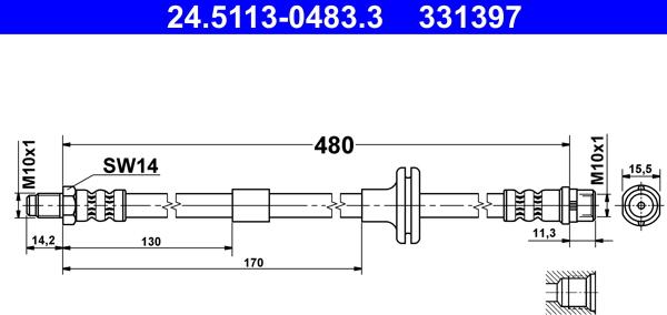 ATE 24.5113-0483.3 - Brake Hose onlydrive.pro