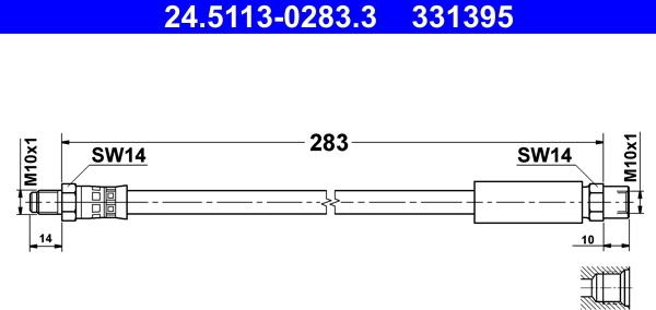 ATE 24.5113-0283.3 - Brake Hose onlydrive.pro