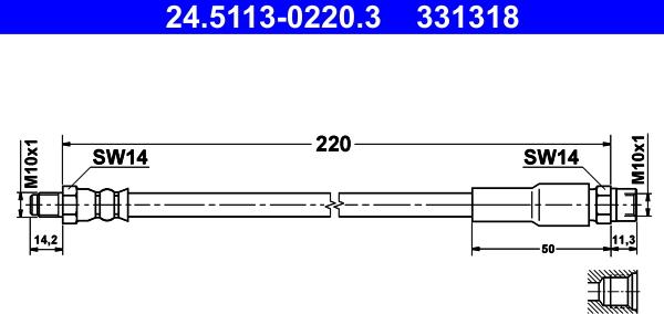 ATE 24.5113-0220.3 - Brake Hose onlydrive.pro