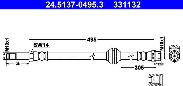 ATE 24.5137-0495.3 - Brake Hose onlydrive.pro