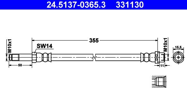 ATE 24.5137-0365.3 - Brake Hose onlydrive.pro