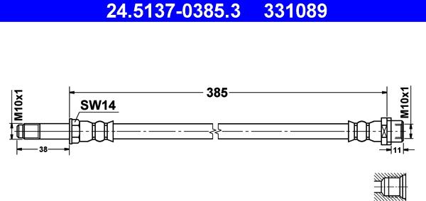 ATE 24.5137-0385.3 - Stabdžių žarnelė onlydrive.pro