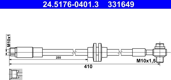 ATE 24.5176-0401.3 - Brake Hose onlydrive.pro