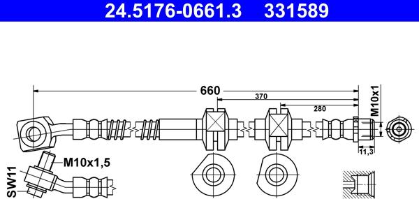 ATE 24.5176-0661.3 - Brake Hose onlydrive.pro