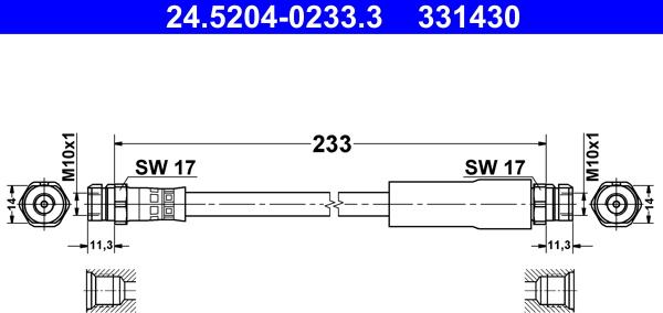 ATE 24.5204-0233.3 - Pidurivoolik onlydrive.pro