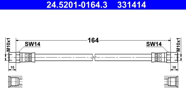 ATE 24.5201-0164.3 - Brake Hose onlydrive.pro