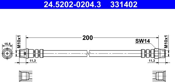 ATE 24.5202-0204.3 - Brake Hose onlydrive.pro