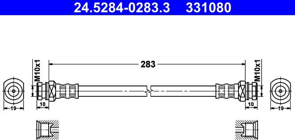 ATE 24.5284-0283.3 - Brake Hose onlydrive.pro