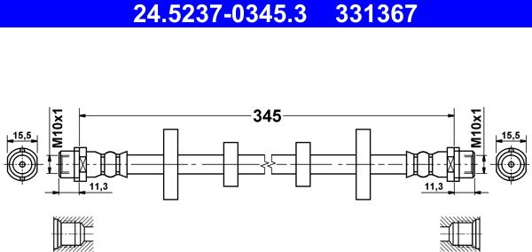 ATE 24.5237-0345.3 - Stabdžių žarnelė onlydrive.pro