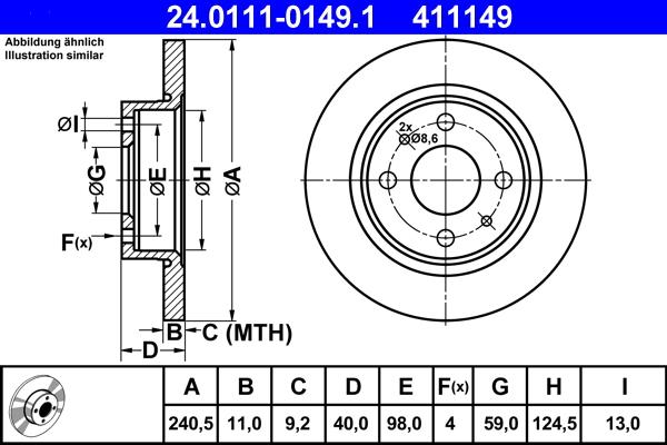 ATE 24.0111-0149.1 - Brake Disc onlydrive.pro