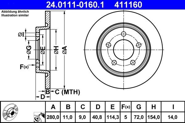 ATE 24.0111-0160.1 - Brake Disc onlydrive.pro